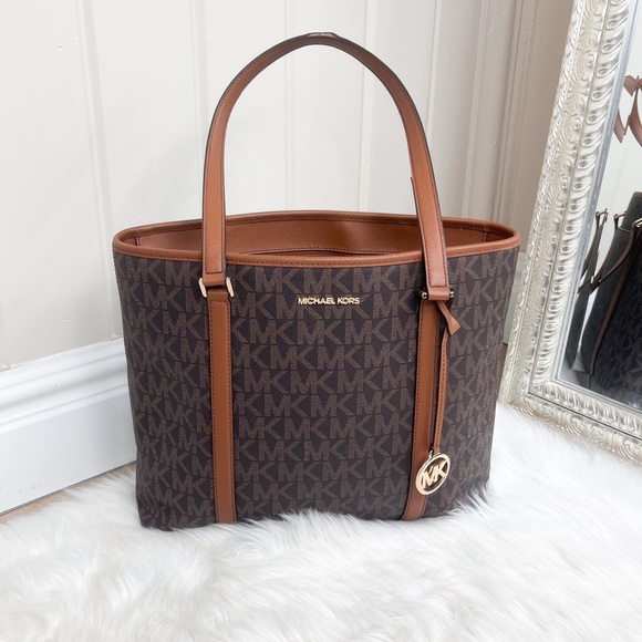 Michael Kors Handbags - Michael Kors Brown Large MK Logo Purse